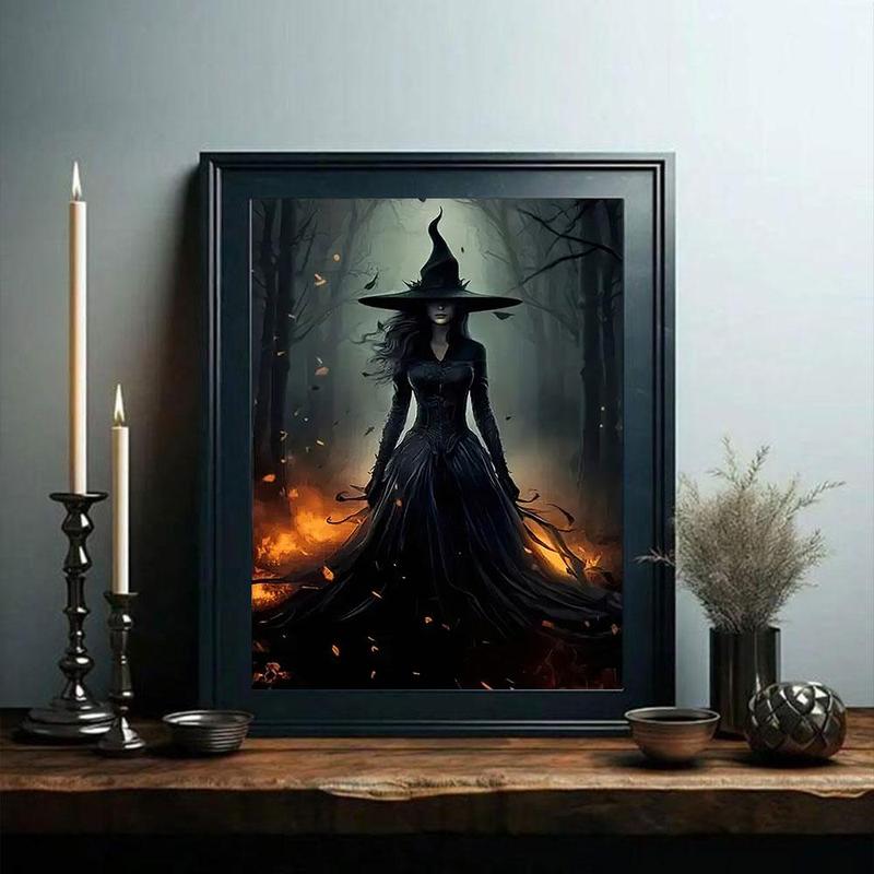 Witch Pattern Canvas Painting without Frame, 1 Count Modern Wall Art Painting, Wall Art Decor for Home Living Room Bedroom Office School