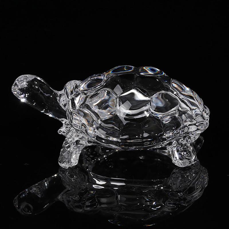 Clear Turtle Shaped Glass Ornament, Lifelike Turtle Decoration, Fengshui Decoration for Home Office Desk, Birthday Party Decoration