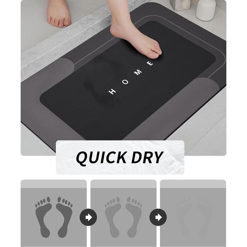 3PCS Quick Drying Non-Slip Bath Mats, Absorbent Floor Rugs with Rubber Backing for Bathroom, Kitchen, Shower, and Sink (16.9''x23.6''+19.7''x23.6''+19.7''x31.9'', Black)