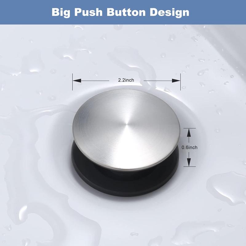 Pop Up Bathroom Sink Drain with Overflow, Anti Clog Pop Up Drain Stopper, Lavatory Vanity Vessel Sink Drain, Bathroom Fixture