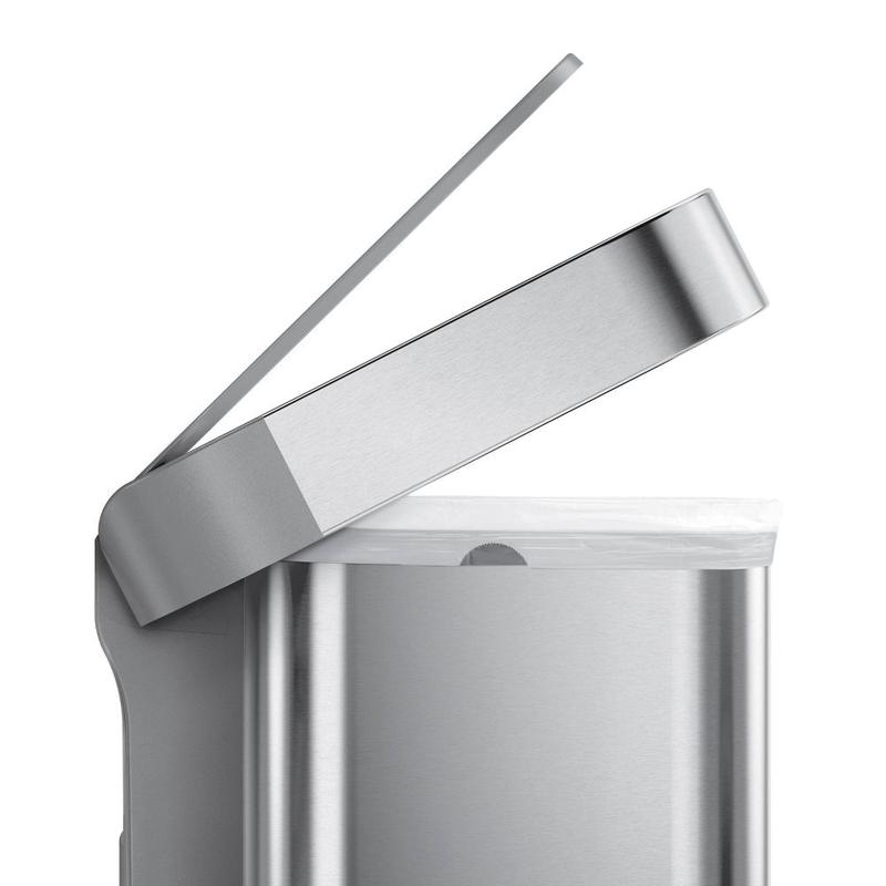 simplehuman 45L Stainless Steel Step Trash Can with Plastic Pedal & Lid