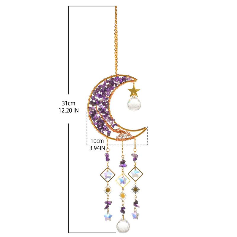 Moon Catcher Crystal Wind Chime Home Decoration Hanging Hand Tree Ornaments Hangable