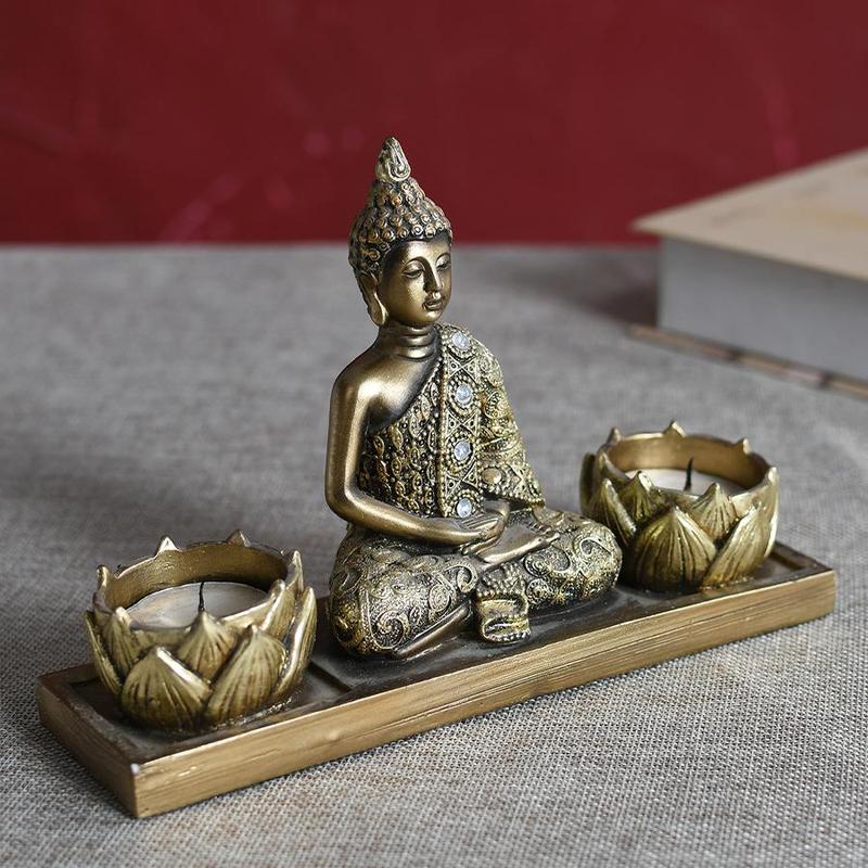 Mini Buddha Statue Design Candle Holder, Vintage Candle Holder, Decorative Candle Holder for Home Party Wedding