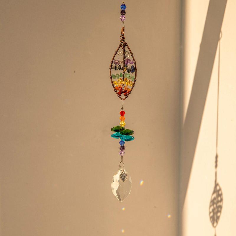 Artificial Crystal Suncatcher, Tree Of Life Design Suncatcher, Boho Style Hanging Decor for Home Garden Yard Balcony