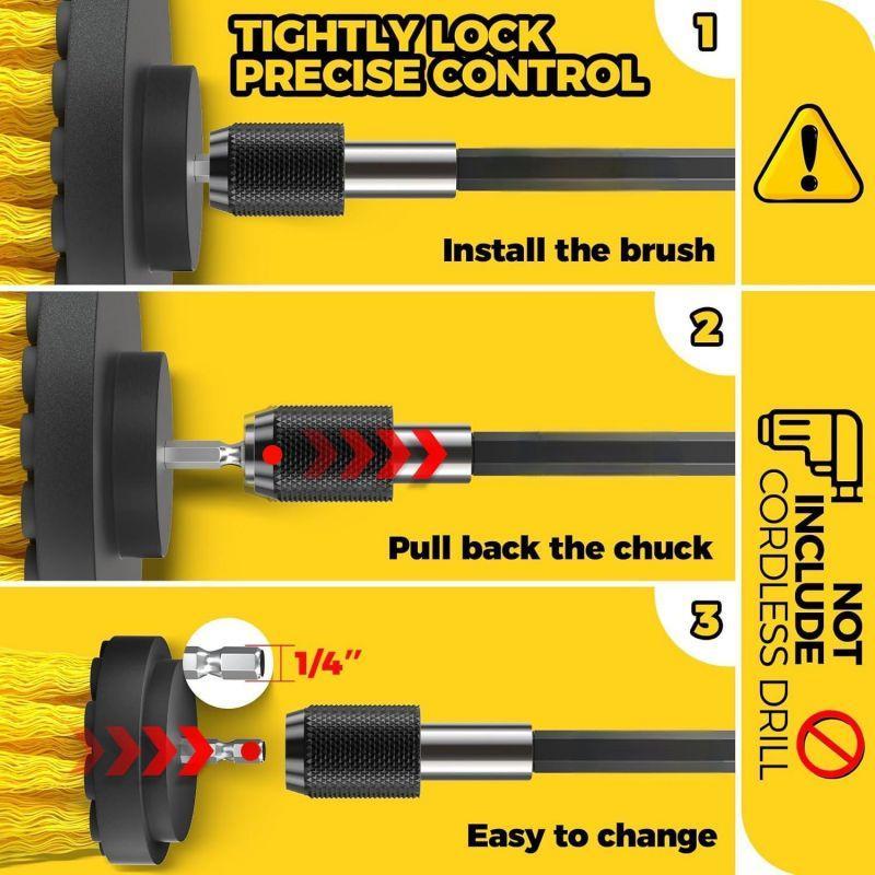 Drill Brush Attachment Set, Power Scrubber Brush, Cleaning Brush & Scrub Pads for Bathroom Surfaces, Floor, Tub, Shower, Grout, Tile, Corners