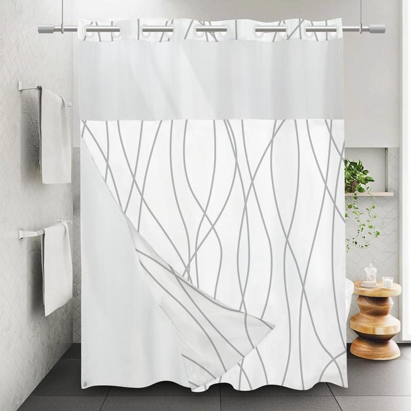 Minimalist Line Pattern Shower Curtain, Waterproof Shower Curtain, Bathroom Curtain, Bathroom Supplies for Home Use