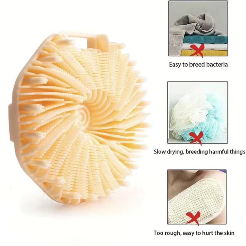 Summer Silicone Bath Brush, Exfoliating Body Scrubber for Men & Women, Shower Body Brush with Storage Hook, Reusable Gentle Shower Massage Tool, Manual Massager Tools, Lightweight Skincare Tool