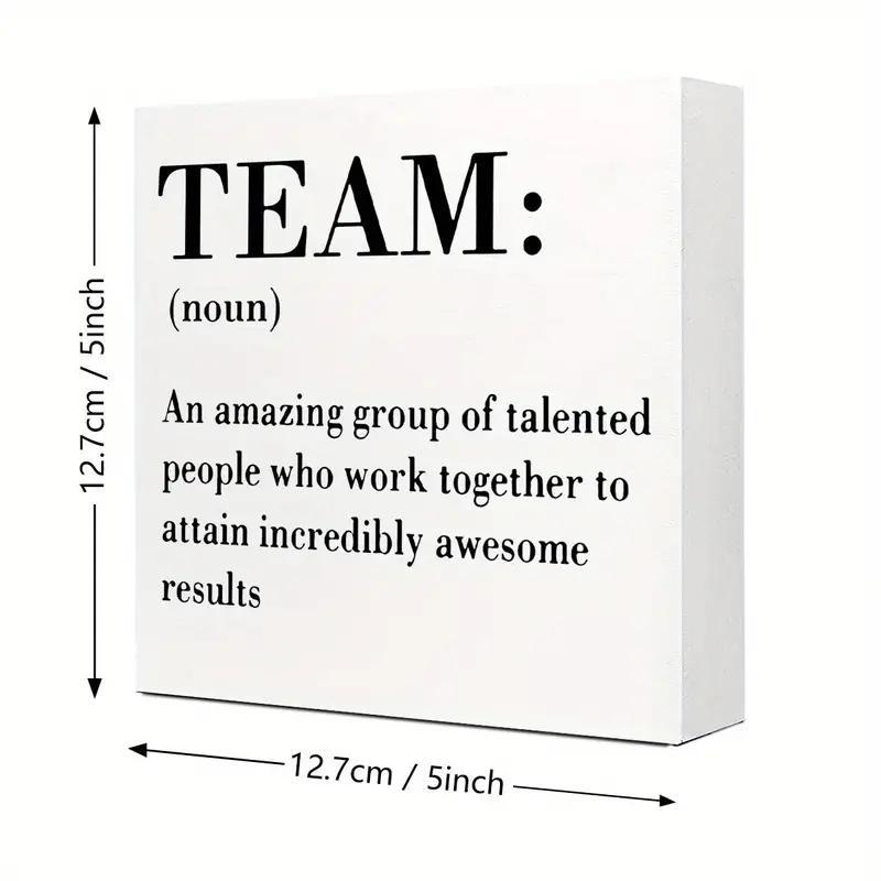 Team Definition Design Wooden Box Sign, Creative Funny Desktop Wooden Sign, Desktop Decorative Ornament for Home Living Room Office, Room Decor, Home Decor