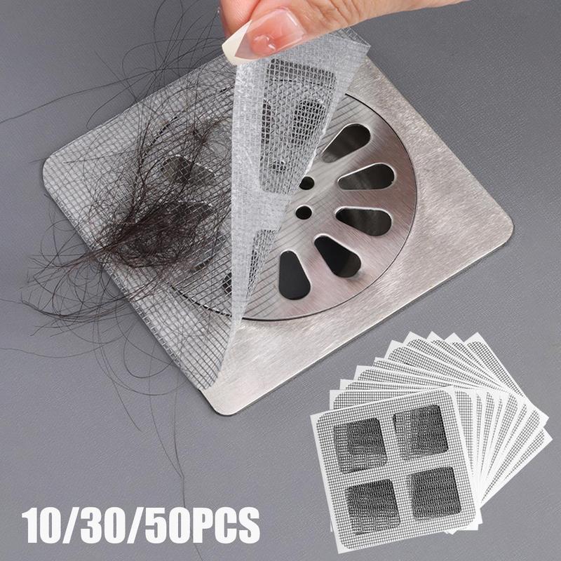 Disposable Sewer Filter, 50pcs set Anti-clogging Hair Catcher Sticker, Sink Sewer Patches for Toilet, Bathroom, Bathroom Gadgets