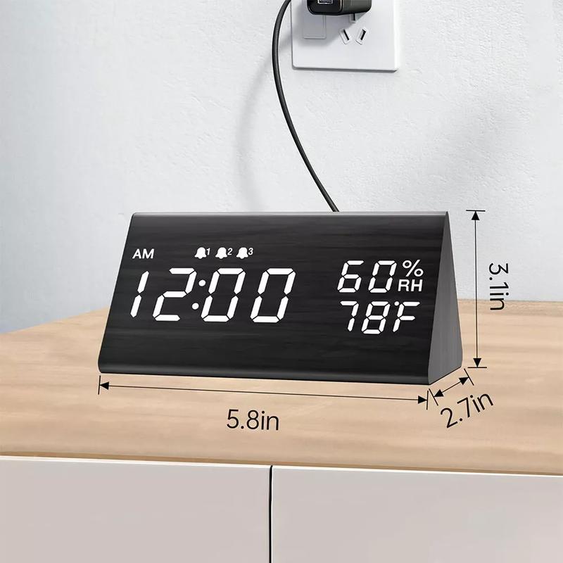 Digital Alarm Clock, [Newest] LED Alarm Clock, Large Display Desk Clock with Tem