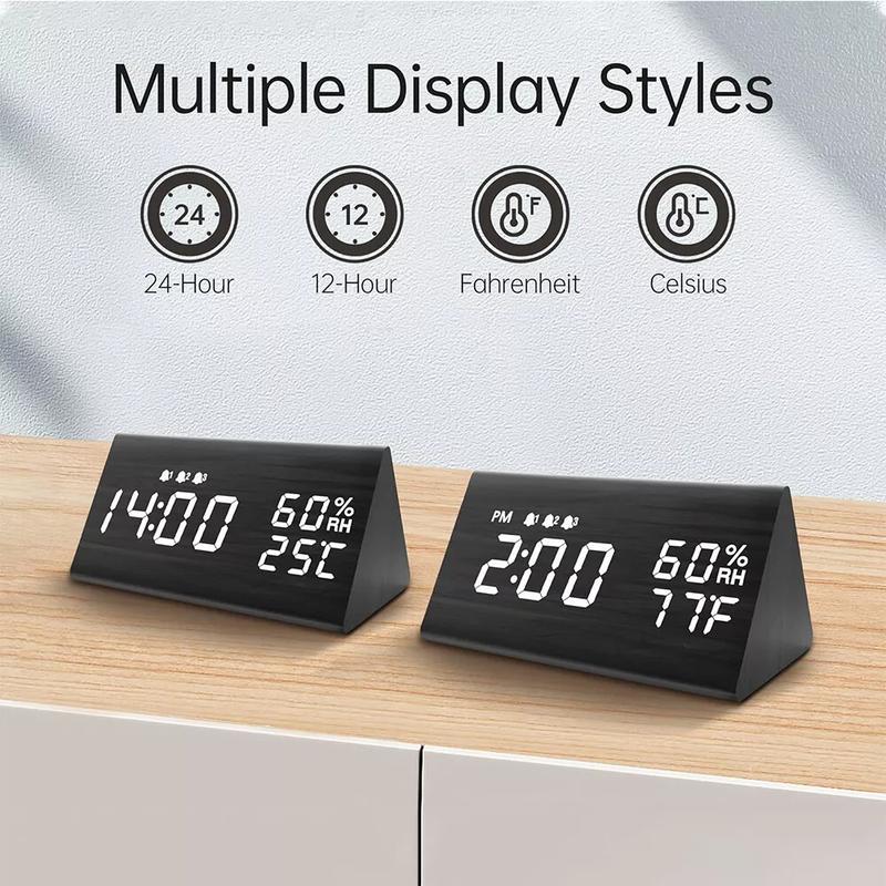 Digital Alarm Clock, [Newest] LED Alarm Clock, Large Display Desk Clock with Tem