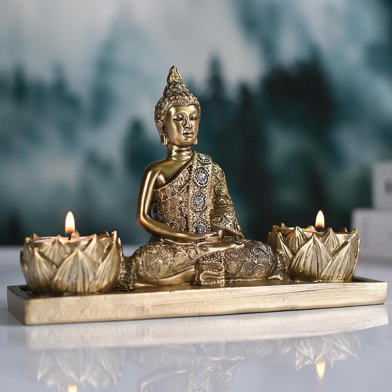 Mini Buddha Statue Design Candle Holder, Vintage Candle Holder, Decorative Candle Holder for Home Party Wedding