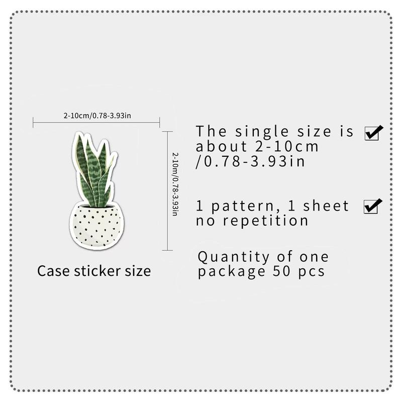 50pcs set Cartoon Plant Pattern Sticker, Self Adhesive Sticker For Water Bottles, Skateboards, Notebooks, Laptop Decoration