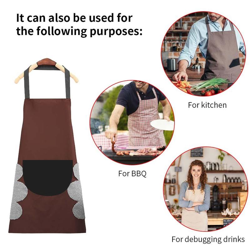 Letter & Bear Pattern Apron, 1 Count Cute Bear Pattern Apron with Pocket, Fashion Cooking Apron for Restaurant Work, Lightweight and Durable for Men and Women