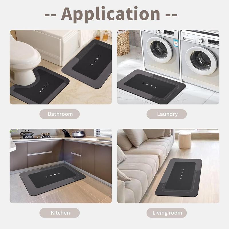 3PCS Quick Drying Non-Slip Bath Mats, Absorbent Floor Rugs with Rubber Backing for Bathroom, Kitchen, Shower, and Sink (16.9''x23.6''+19.7''x23.6''+19.7''x31.9'', Black)