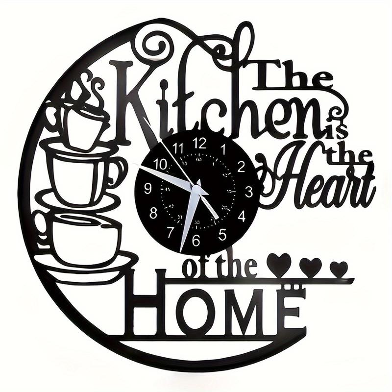 Letter Pattern Wall Hanging Clock, 1 Count Battery Powered Creative  Kitchen Home Coffee Theme Hanging Silent Clock, Home Decor for Living Room Bedroom Kitchen Office(without Battery)