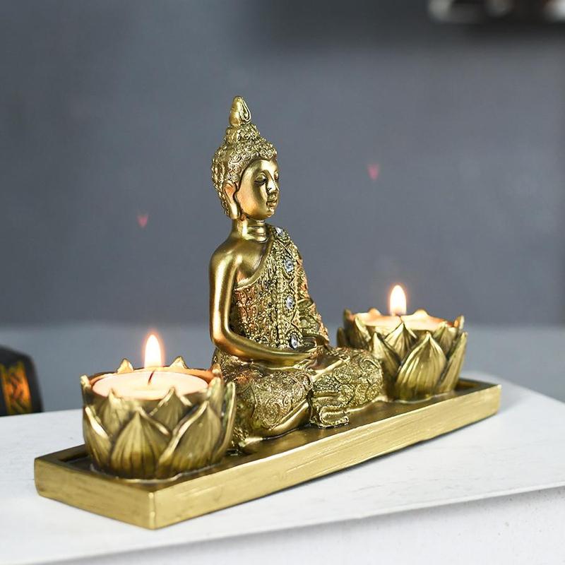 Mini Buddha Statue Design Candle Holder, Vintage Candle Holder, Decorative Candle Holder for Home Party Wedding