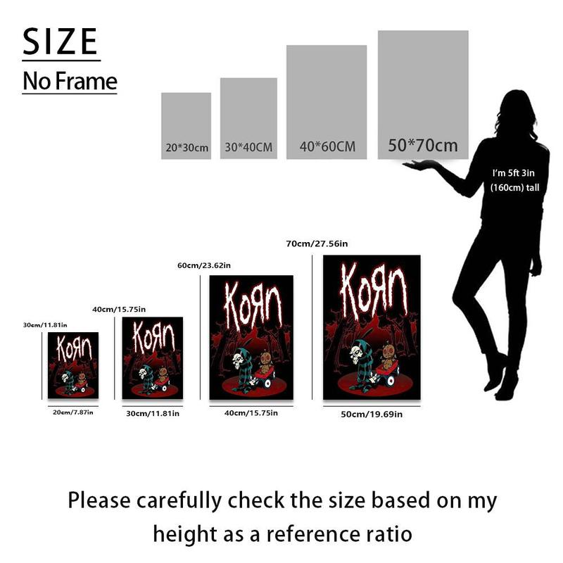 Korn Unframed Poster, 1 Count Modern Canvas Hanging Painting without Frame, Wall Art Decor for Home Living Room Bedroom Office School