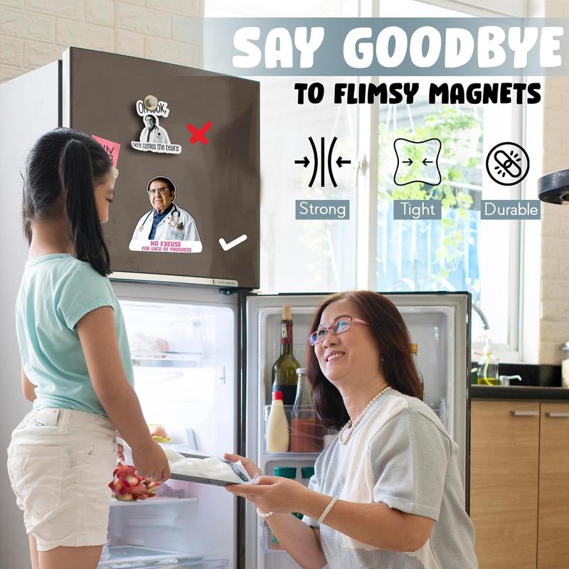 Dr Now Magnets, 12 pcs set Funny Fridge Magnets, Soft Rubber Motivational Diet Helper, Magnets for Refrigerator & Car