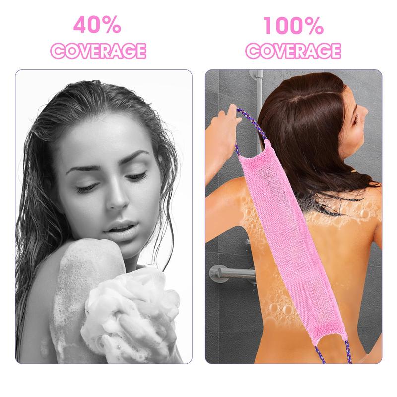 2 Pieces African Exfoliating Net, African Net Sponge Exfoliating Back Scrubber for Shower African Long Net Shower Sponges Exfoliating Loofahs for Women Men Body Washing Accessories