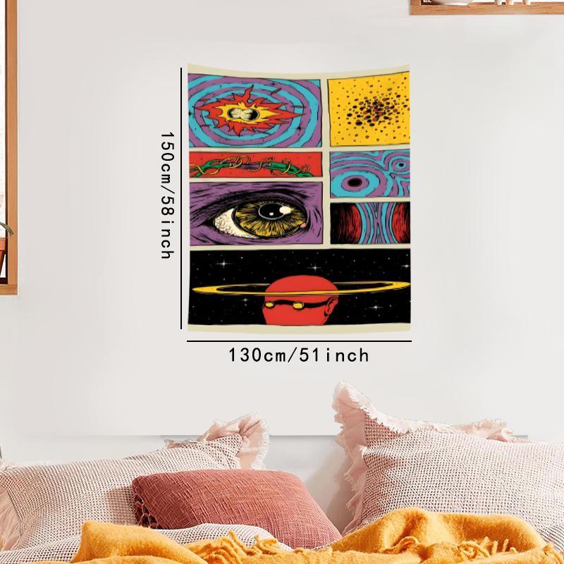 Psychedelic Cosmic Vision Tapestry, Vibrant Abstract Wall Art for Living Room, Bedroom, Dorm Decor, Perfect Birthday Gift, with Free Installation Kit