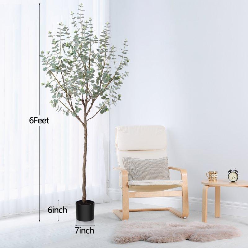 Artificial 6Ft Faux Eucalyptus Plant in Pot Fake Tree for Home Decor Indoor Living Room Perfect Housewarming Gift Green 1Pack eucalyptus tree