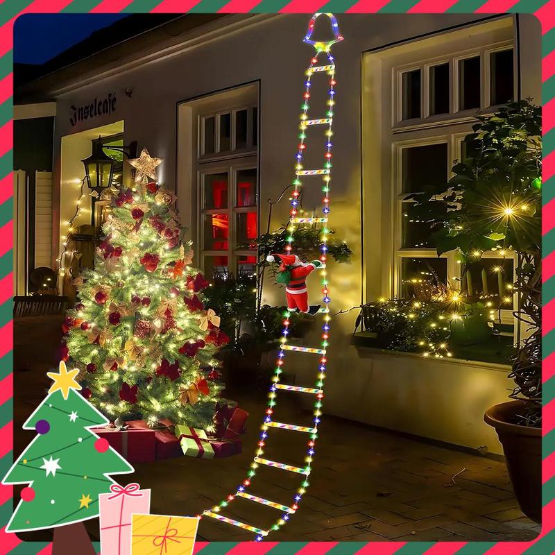 Santa Claus Climbing Ladder Light Ornaments, 1 Count USB-powered Christmas Decoration, Outdoor & Indoor Holiday Party Decoration