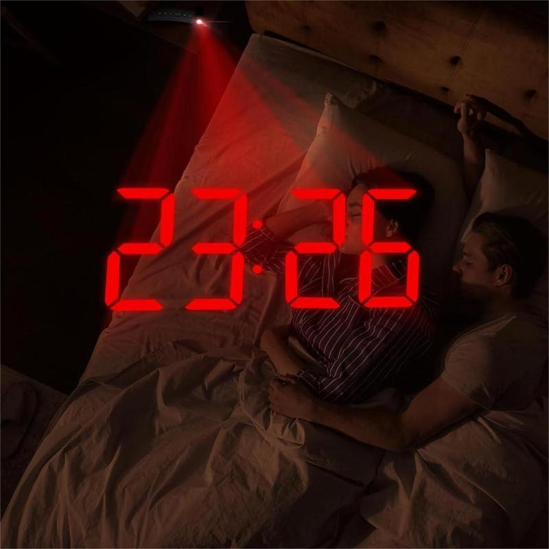 Projection Alarm Clock, Digital Clock with 180° Rotatable Projector, 3-Level Brightness Dimmer, Clear LED Display, USB Charger, Progressive Volume, 9mins Snooze,12 24H, Digital Alarm Clock for Bedroom Decor Gift Wall Adjustable