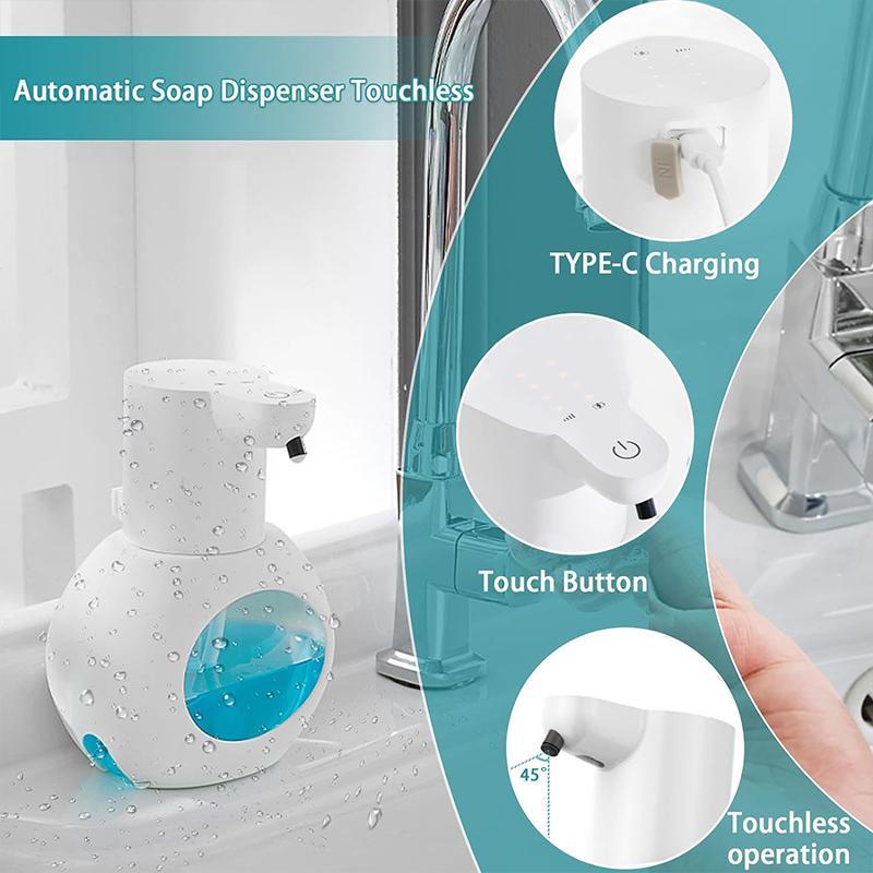 Automatic Soap Dispenser, 4-level Adjustable Wall Mounted Soap Dispenser, USB Rechargeable Contactless Soap Dispenser for Bathroom & Kitchen