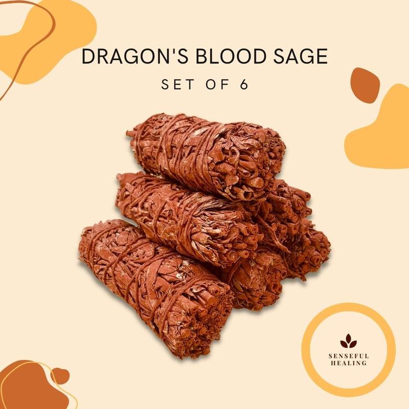 Dragon's Blood Sage (6 Pack) - Spiritual Energy Work Smudging Set Freshener Fragrance