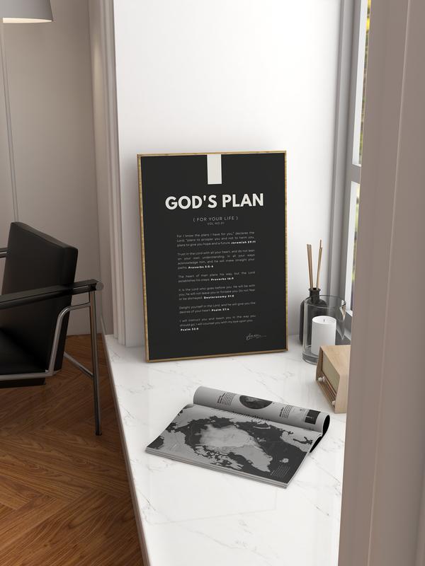 God's Plan For Your Life Poster No Framed, Promises Of God Poster, Black And White Wall Art, Religious Decor, Modern Christian Home Decor, Scripture Wall Decor, Gifts For Her, Wall Art, Wall Room Decor