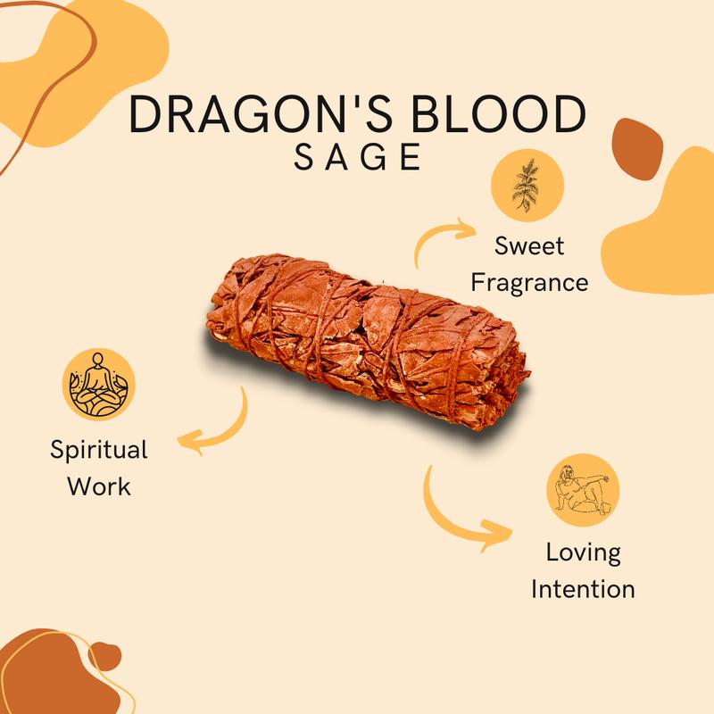 Dragon's Blood Sage (6 Pack) - Spiritual Energy Work Smudging Set Freshener Fragrance