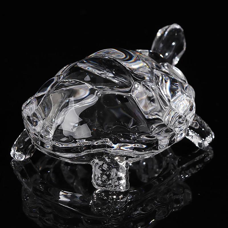 Clear Turtle Shaped Glass Ornament, Lifelike Turtle Decoration, Fengshui Decoration for Home Office Desk, Birthday Party Decoration