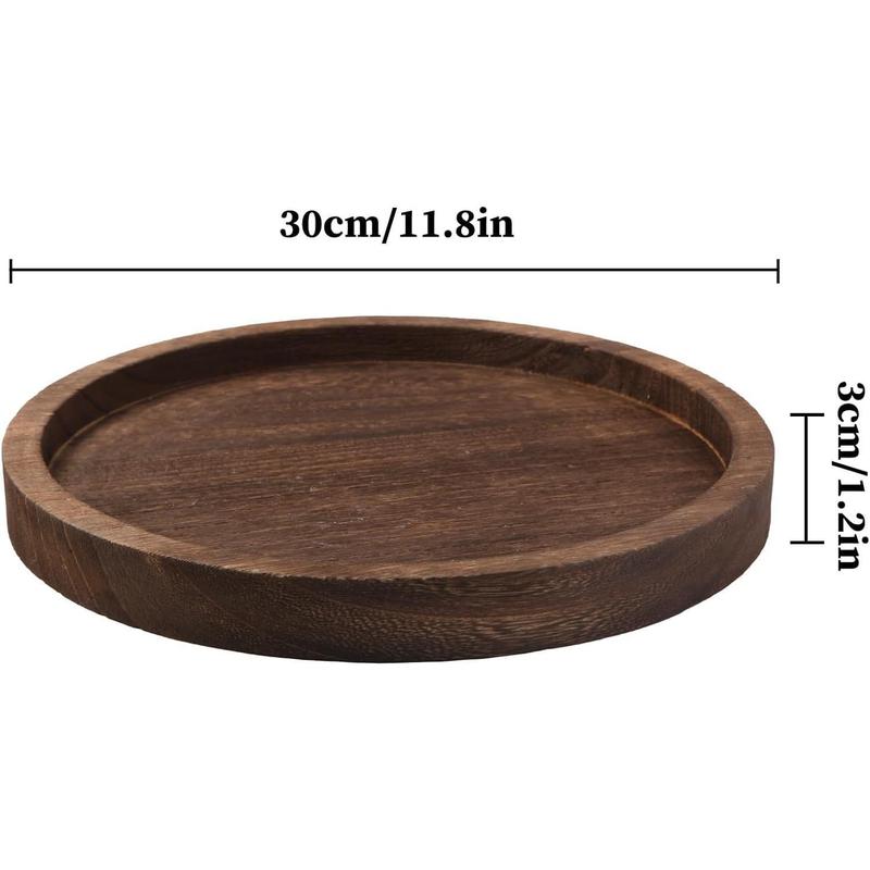 Wooden Decorative Tray Candle Holder Round Wood Tray Home Decor,Centerpieces Plates for Table centerpieces for CoffeeTable,Christmas Decor