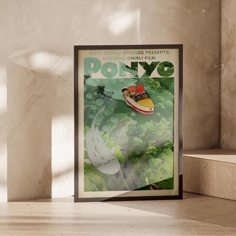 Ponyo Poster, Studio Ghibli Print Anime Poster, Hayao Miyazaki Movie Ponyo Spirited Away Anime Posters