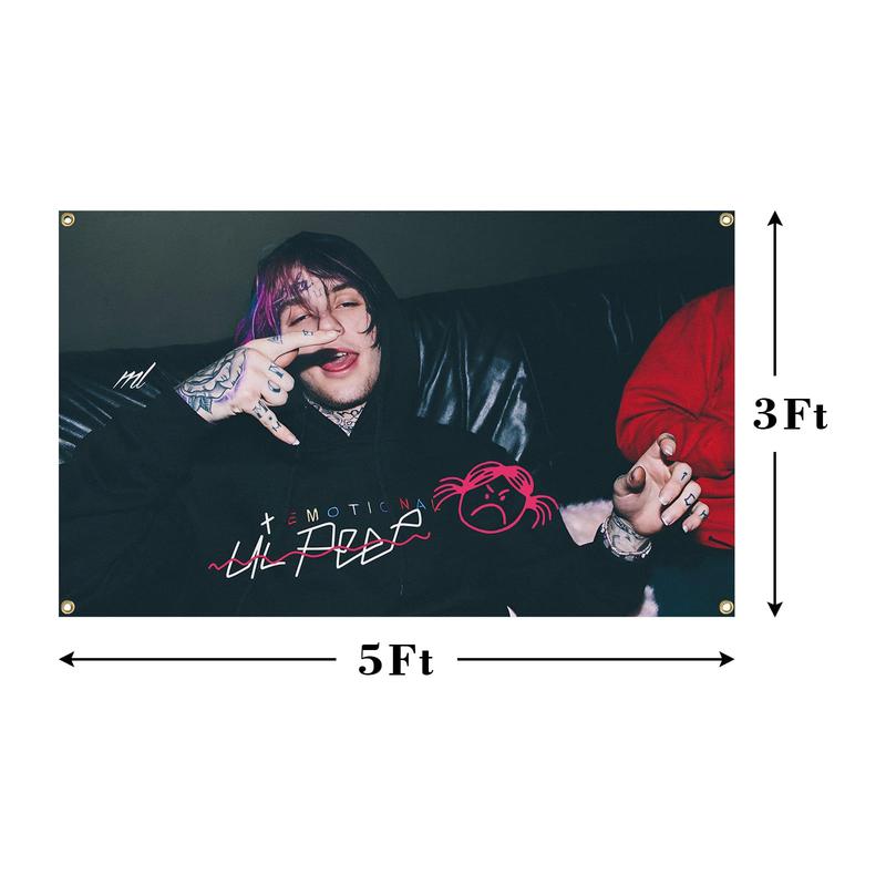 Rap Singer Music Poster Lil Singer Peep Tapestry 3X5 Feet Home Decoration Tapestry Bedroom, Living Room, University Dormitory Decoration Available for Indoor and Outdoor Use