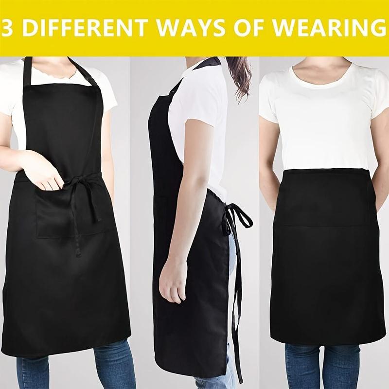 Solid Color Apron with Pocket, Waterproof & Oil-proof Adjustable Apron for Cooking and Baking, Kitchen Supplies for Men & Women