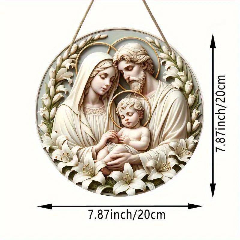 Nativity Scene Virgin Mary Pattern Decoration, 1 Count Wooden Plaque, Home Decoration, Room Decoration, Wall Decoration, Door Decoration, Gift for Mom