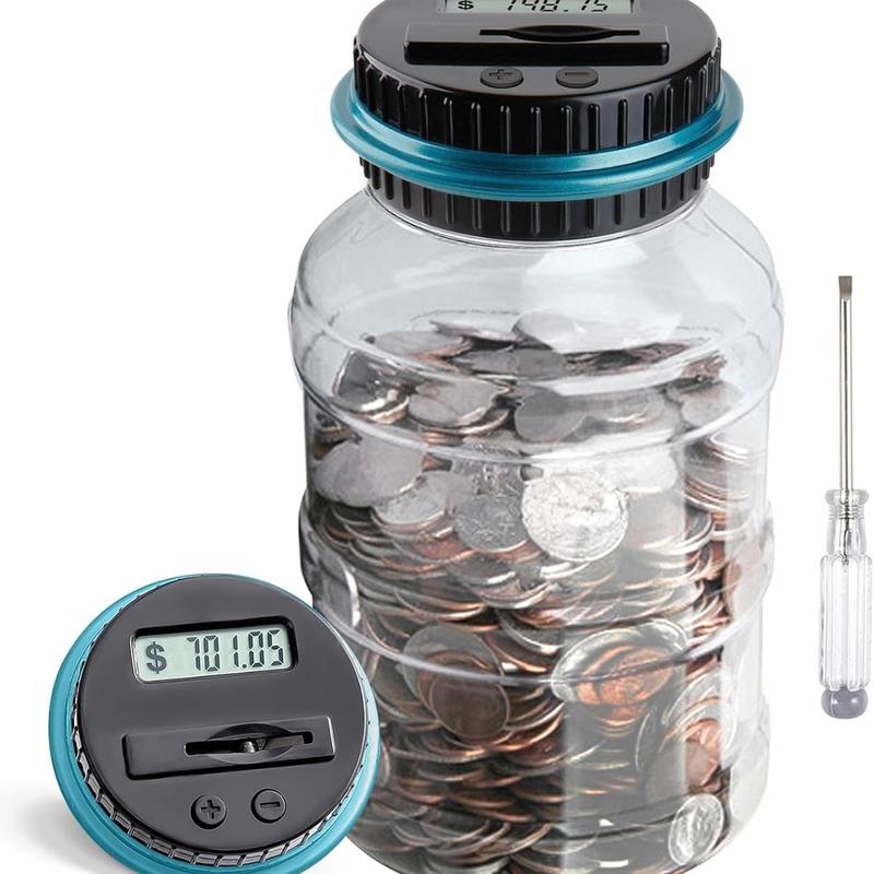 Large Piggy Banks for Adults, Digital Counting Money Jar,  Capacity Coin Counter Machine with LCD Counter, Change Jars for Saving for Boys, Designed for All US Coins，Halloween, Thanksgiving, Christmas gifts