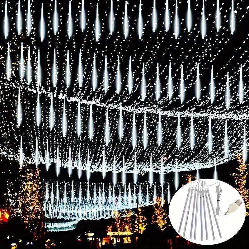 USB Powered Star Shower LED String Light, 1 Set 8 Tubes LED String Light, Decorative Light for Christmas, Wedding