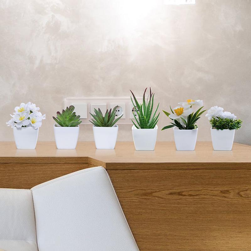 Artificial Potted Plant, 6 Counts Mini Fake Potted Succulent, Decorative Plant for Home Living Room Bedroom Dining Room