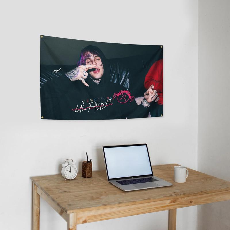 Rap Singer Music Poster Lil Singer Peep Tapestry 3X5 Feet Home Decoration Tapestry Bedroom, Living Room, University Dormitory Decoration Available for Indoor and Outdoor Use