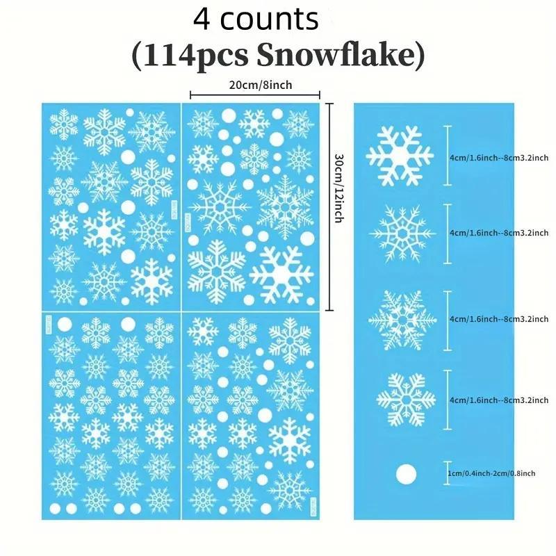 Snowflake Pattern Window Sticker, 4 Counts set Static Electricity Window Decal, Window Decorative Sticker for Home Party Festival