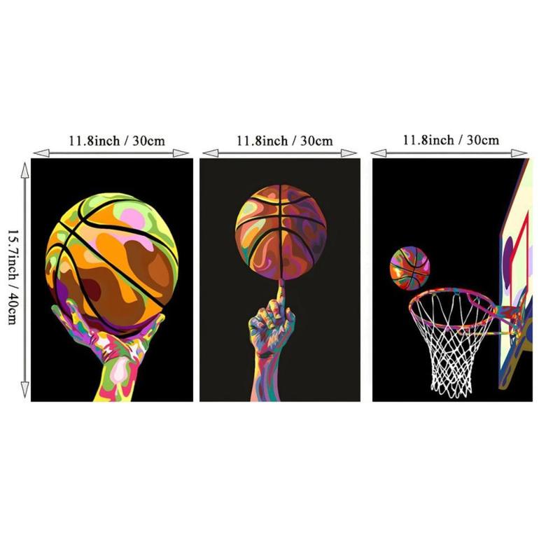 Basketball Themed Canvas Painting without Frame, 3 Counts set Modern Sports Themed Wall Art Painting, Wall Art Decor for Home Living Room Bedroom Office School