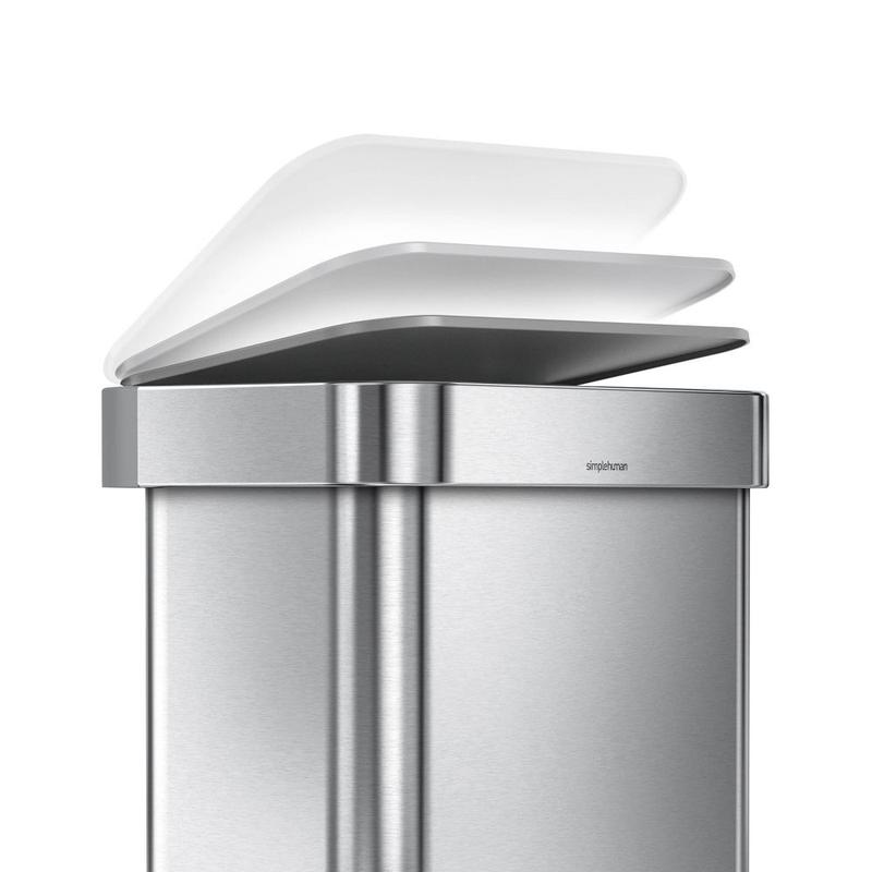 simplehuman 45L Stainless Steel Step Trash Can with Plastic Pedal & Lid