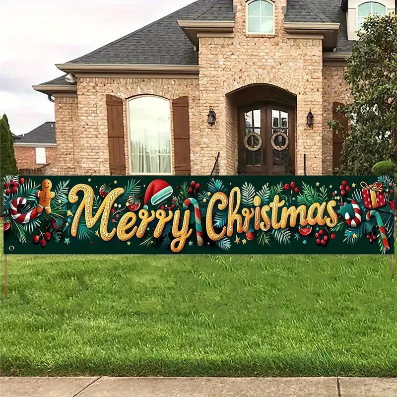 Merry Christmas Banner, 1 Count Outdoor Christmas Banner, Garden Decoration Banner, Festive & Party Supplies, Home Decor, Party Supplies