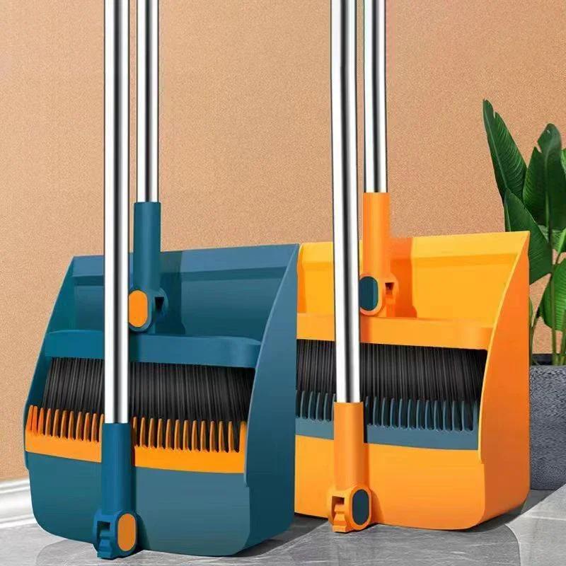 Brush And Shovel Broom And Dustpan Combination Set Vertical Folding Soft Fur Non-viscous Sweeping Broom 2 Pcs  set  Smooth Cleaning glass cleaners