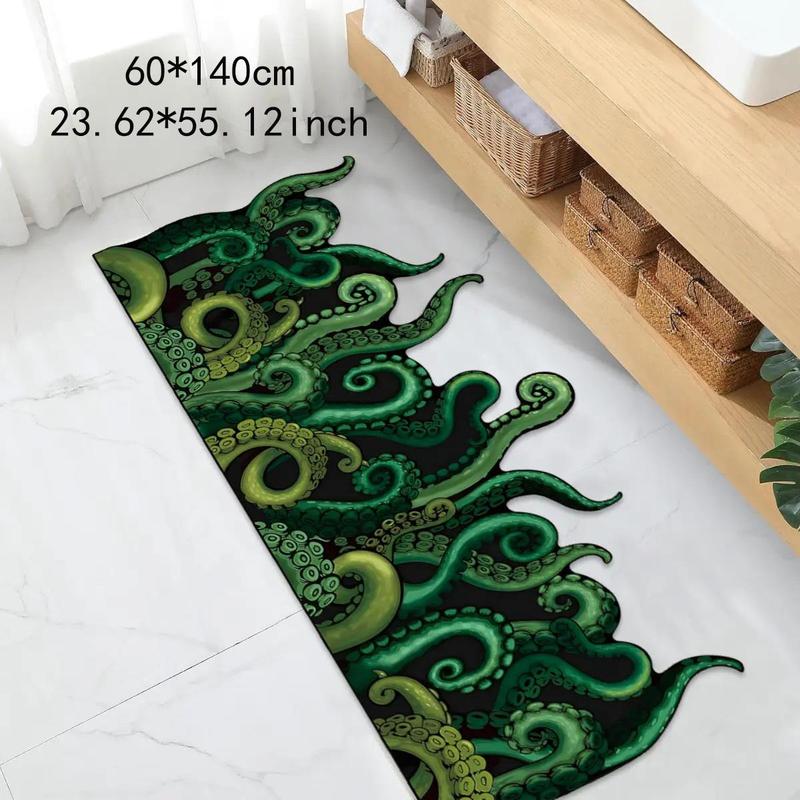 Octopus Pattern Bathroom Mat, 1 Count Non-slip Absorbent Bathroom Rug, Irregular Bath Mat, Decorative Floor Mat for Home Bathroom Kitchen