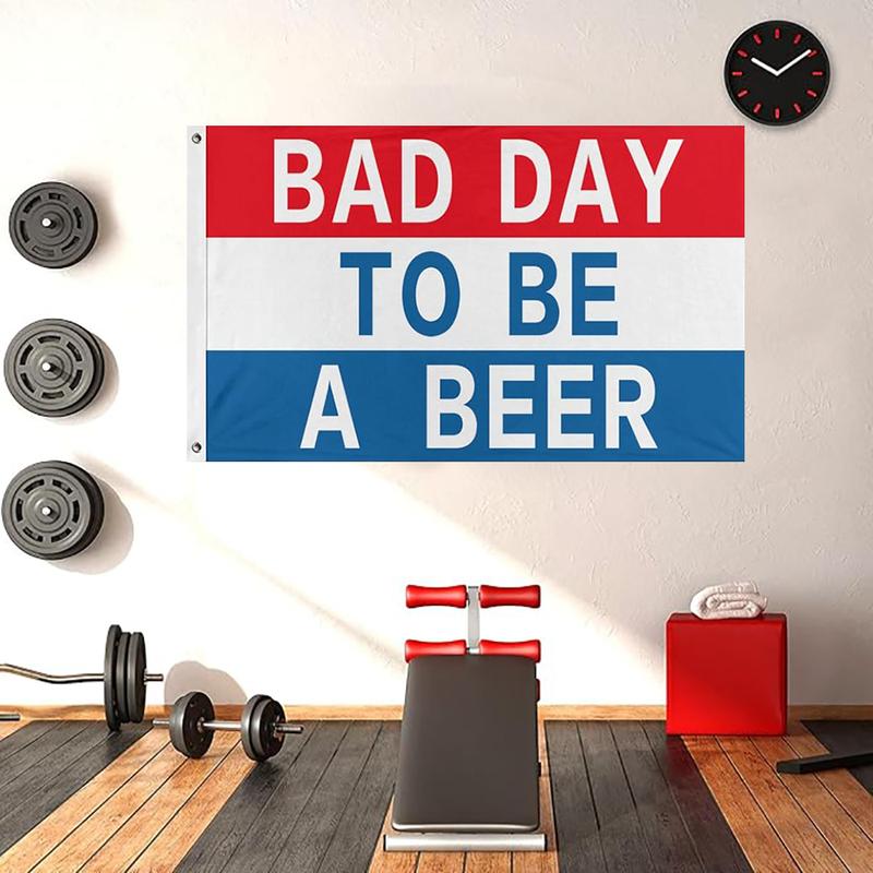 Bad Day To Be A Beer Flag 3x5ft Funny American Flag, Outdoor Flag Banner for College Dorm Flag with Brass Grommet Wall, Decorative Flag