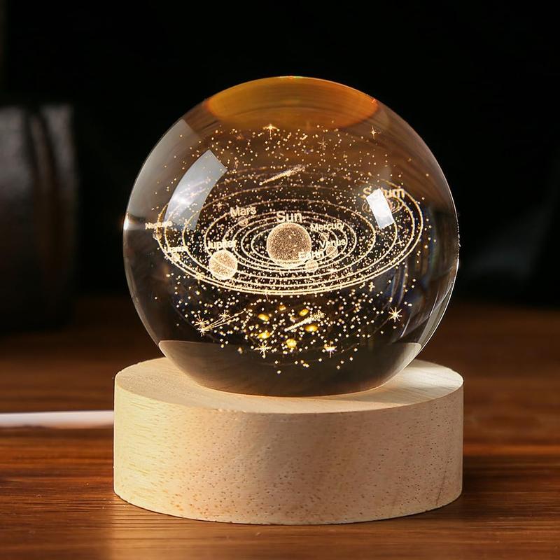 3D Crystal Ball 60mm Universe Gifts with Laser Engraved Model Astronomy Decor Solar System, Milky Way, Saturn, Moon, Gift for Kids, Physics Enthusiasts, and Space Model Collectors